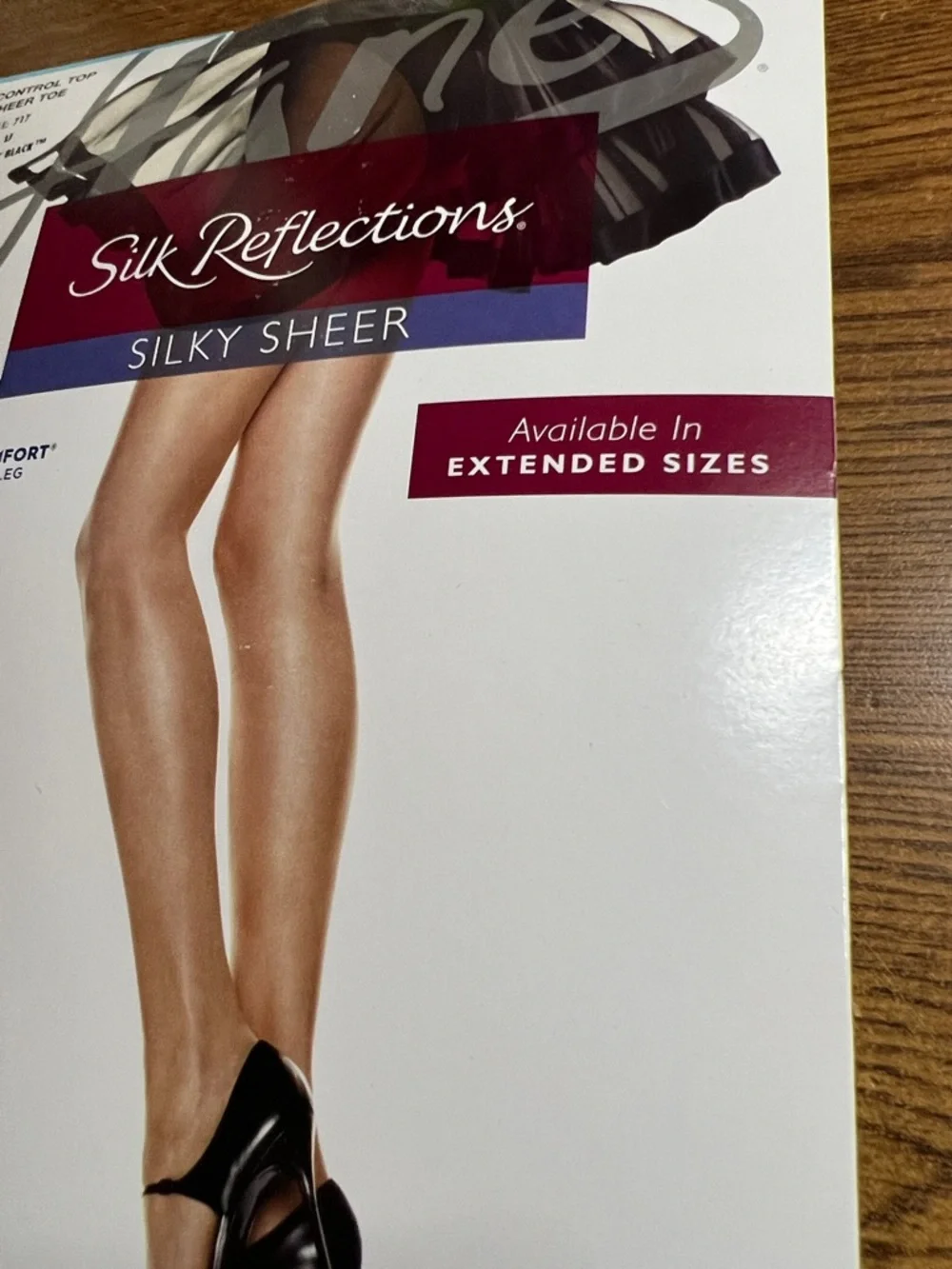 Hanes Silk Reflections Silk Sheer Size IJ Control Top Sheer Toe “Barely Black”